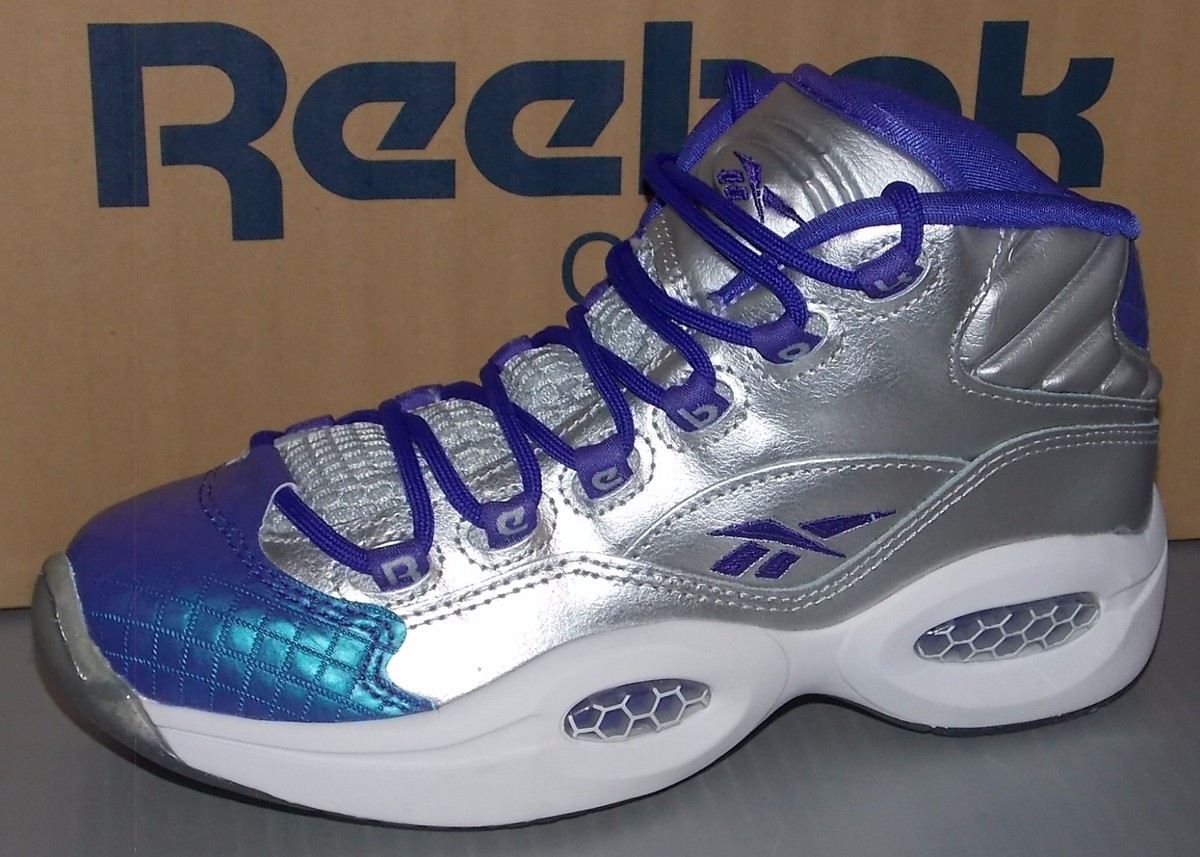 Reebok Question Kids M43989 Silver Purple White Basketball Shoes