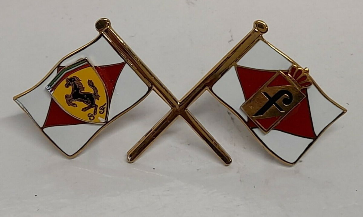 FERRARI PININFARINA Crossed flag enamel emblem mm.75 x 35 mm