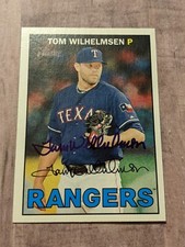 Tom Wilhelmsen Signed 2016 Topps Heritage Card #375 COA Texas Rangers Mariners
