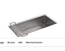 NEW Kohler K-5283-NA #T11 Strive 35" Single Basin Undermount 16-Gauge Stainless