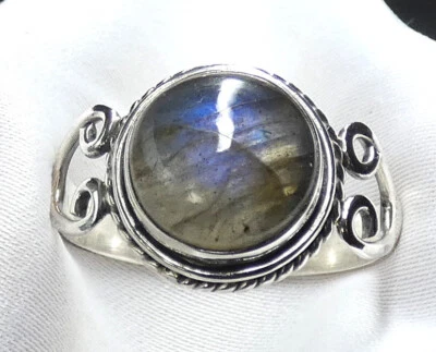 Ring 925 Silber Gr.  18,4 (58)  Labradorit mit dunklem Blauschimmer UNIKAT NEU - Bild 1 von 4
