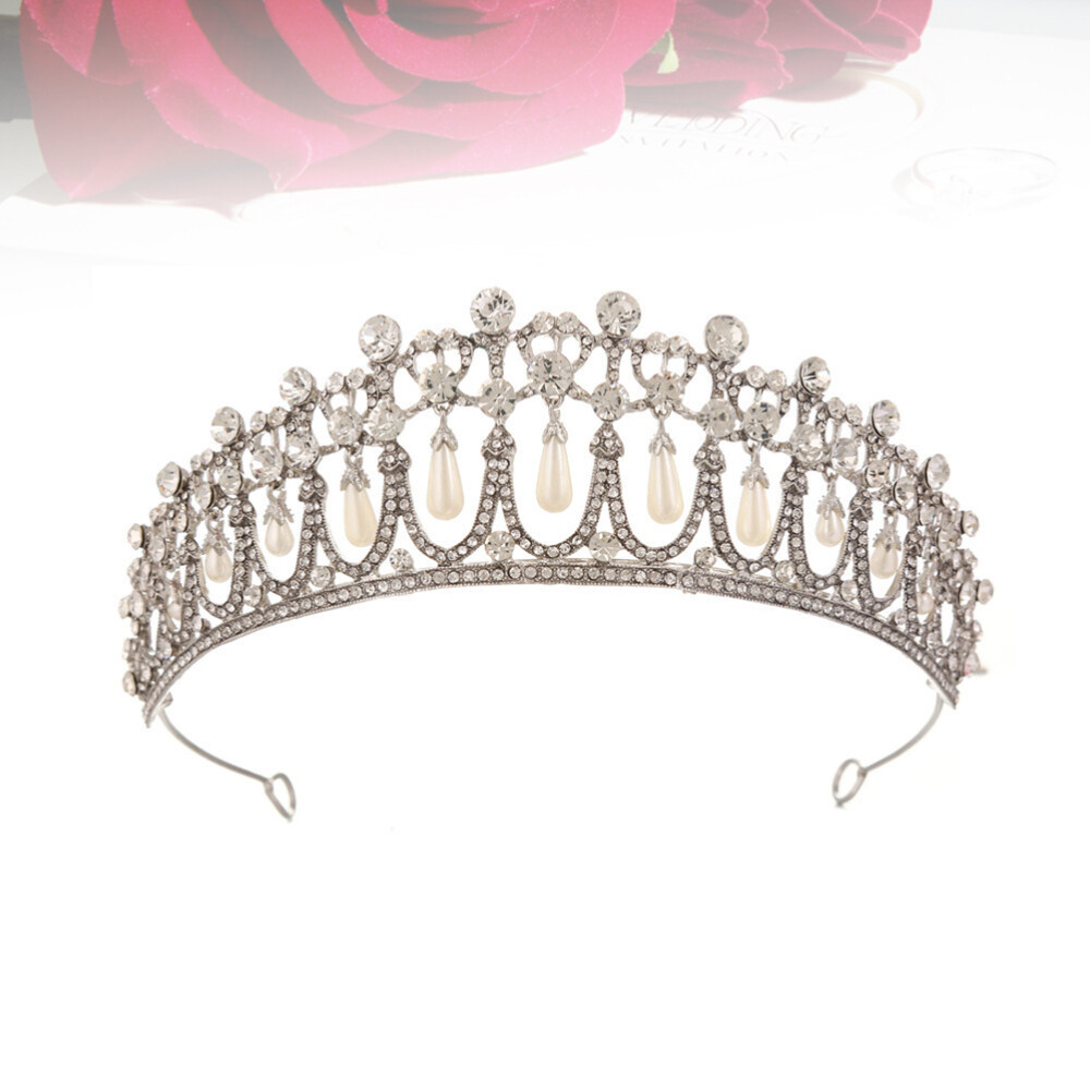 Wedding Headband Bridal Headpiece Crystal Rhinestone Pearl Baroque Crown Tiara
