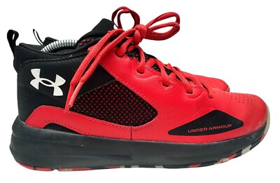Under Armour Boys Lockdown 5 3023533-601 Red Basketball Shoes Sneakers Size 7Y
