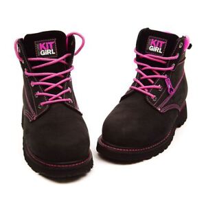 Womens - Safety Work Boots - Black/Pink 