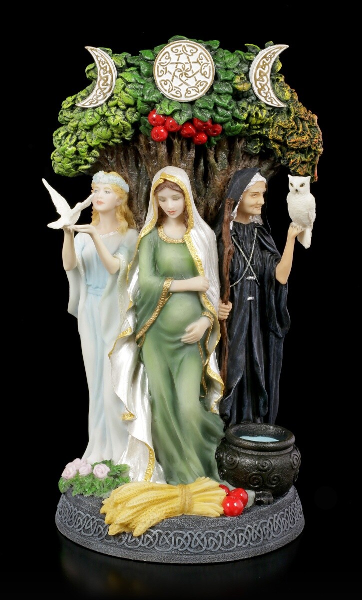 Celtic Trinity Goddess Figure Colored - Veronese Deity Statue