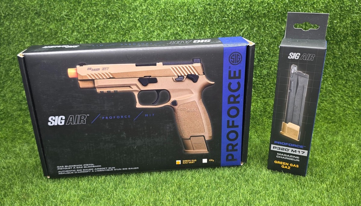 Sig Sauer ProForce M17 GRN Gas Airsoft Gun w/ Extra Extd Base Pad