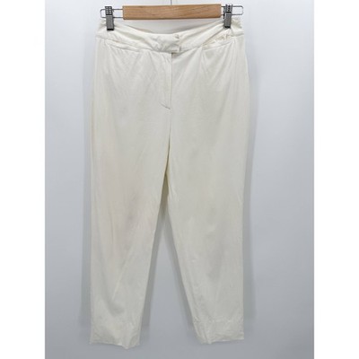 Piazza Sempione Pants Women SIZE 4 White Brigitte Back Cuff Slit High Rise