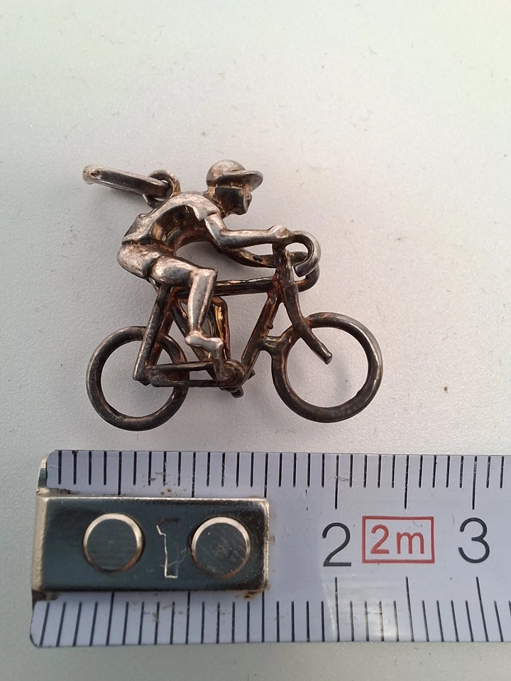 Ciondolo Argento 925 "CICLISTA" 4 Gr. *Ar120* Bicicletta Corsa Bike  - Immagine 2 di 4