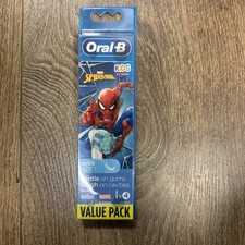 Oral-B Kids Spiderman Toothbrush Head Replacement Pack of 4 Extra Soft - New