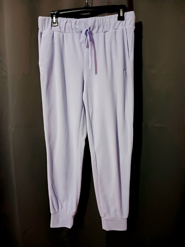 Juicy Couture Women's Lilac Terry Jogger Pants Drawstring Crown Logo M