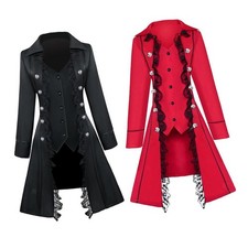 Steampunk Damenmantel, langer Steampunk Damen Trenchcoat