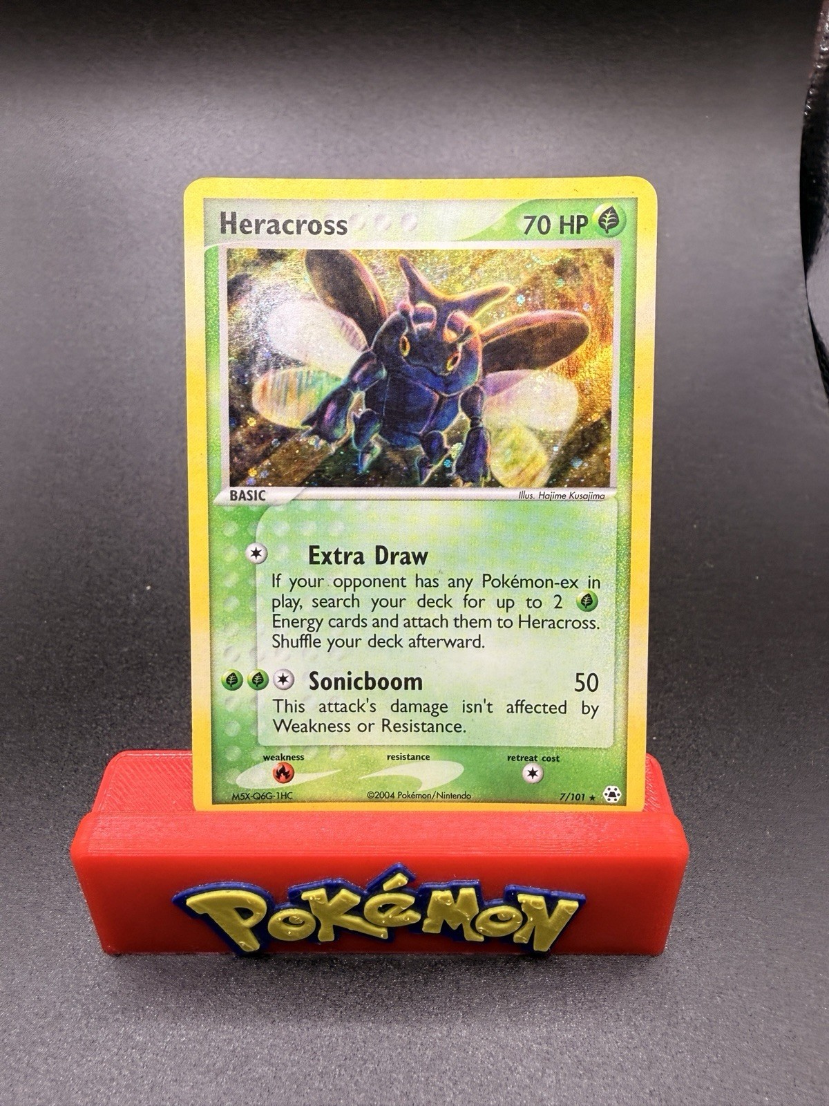 Pokemon Card Ex Hidden Legends Heracross 7/101 2004 Non Reverse Holo LP Swirl