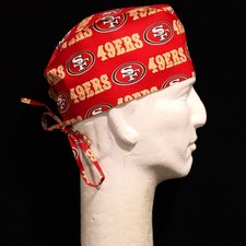 San Francisco 49ers Logo on Red Theme Scrub Hat