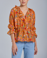 Gant Bluse Orange Gr. 36 Damen Hemdbluse Langarm Seide Silk Blend 4301152