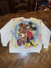Vintage Homemade DIY Disney Mickey And Minnie Mouse Crewneck Sweater Size Large