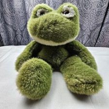 Vintage 1995 Happiness Always Plush Green Frog Hand Puppet Toy 13"