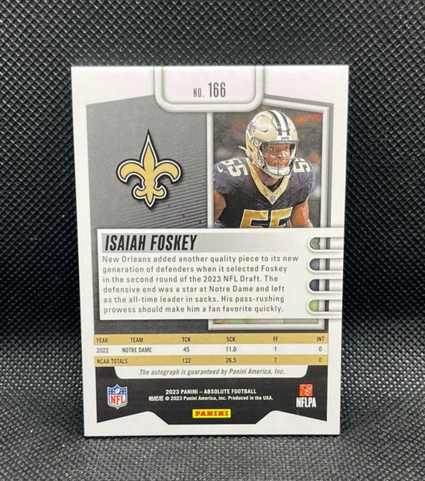 🔥2023 Panini Absolute - Rookies Autograph Isaiah Foskey #166 (RC, AU) 1/1🔥 - Image 2 of 3