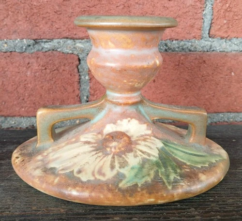 Roseville Dahlrose Candle Holders (2) (see details) Vintage Art Pottery