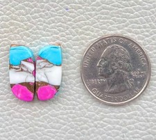 14 Ct Natural Cotton Candy Pair Kingman Turquoise Fancy Cabochon Gemstone DL 51
