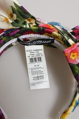 DOLCE & GABBANA Headband White Multicolor Floral Silk Bow  display picture 1