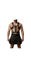 Black Leather Gladiator Kilt And Harness  Made to order Coresplay  