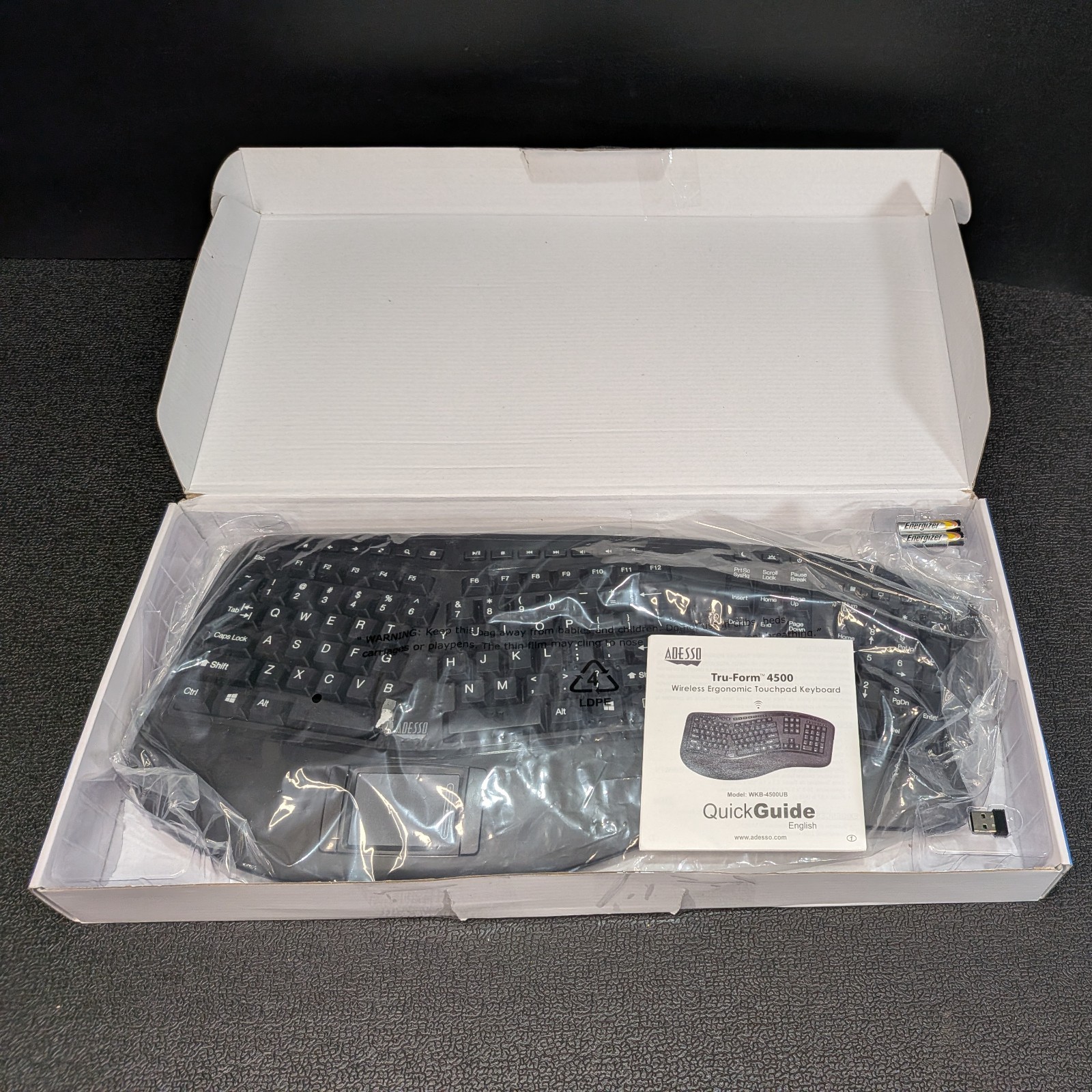 Adesso WKB-4500UB Wireless Ergonomic Touchpad Keyboard w/ Do