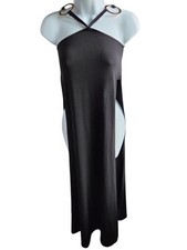 Fashion Nova Black Rave High Slit Sexy Midi Dress Size S