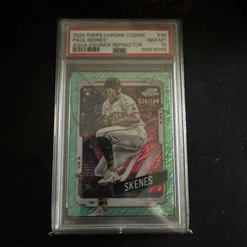 2024 TOPPS CHROME COSMIC PAUL SKENES #30 AQUA EQUINOX REF PSA 10 RC 038/199