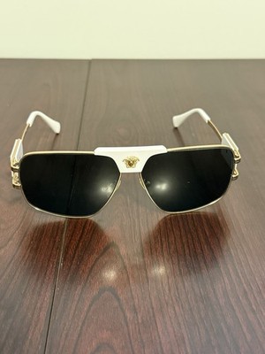 Versace Sunglasses White Gold Square Black Shield Aviator  display picture 1
