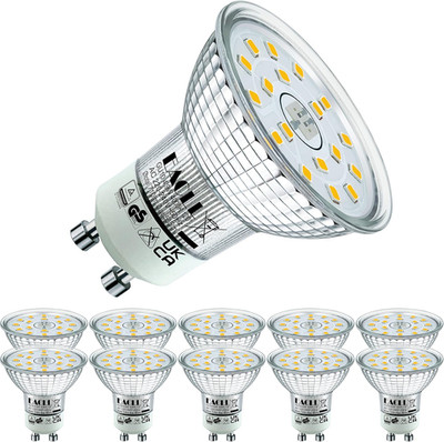 10Er - Pack GU10 LED 4000K 4.9W Ersetzt 75W Halogen Leuchtmittel