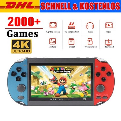 X7 8GB Handheld Spielkonsole Spiele MP5 Kinder Video Retro Game Consoles 4.3''