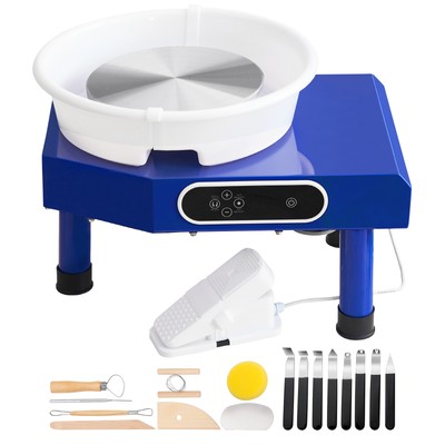 Pottery Wheel 9.8in Ceramic Wheel Foot Pedal Sculpting Tools Apron 350W