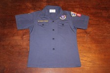 Boy Scouts of America BSA Youth Shirt Blue Medium Sewn Patches Short Sleeve