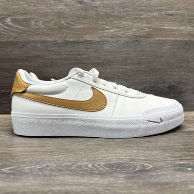 Nike Court Shot Shoes Men Size 8.5 White Flax brown Sneakers Lace up