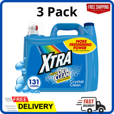 (3 Pack) Xtra Plus OxiClean, 131 Loads Liquid Laundry Detergent, 203.1 fl oz