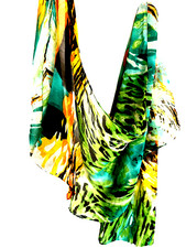 Floral Rectangular Long Scarf Wrap Semi-Sheer Multicolor 13.5 x 62" New