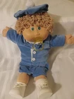 1985 Cabbage Patch Kids Twin Boy Green Eyes Pacifier + Blue Outfit Hat Shoes