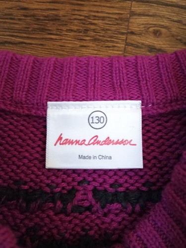 Hanna Anderson Fair Isle Purple Cardigan Sweater Size 130 Girl Size 8 - Picture 3 of 4