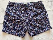 J. Crew Liberty Swim Trunks Men  s 36 Blue Swimmer Print Drawstring Beach Lined