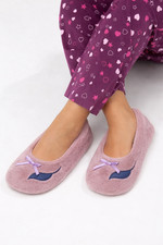 Slippers Ladies Womens Warm Ballet Soft Fleece Home Shoes Bow