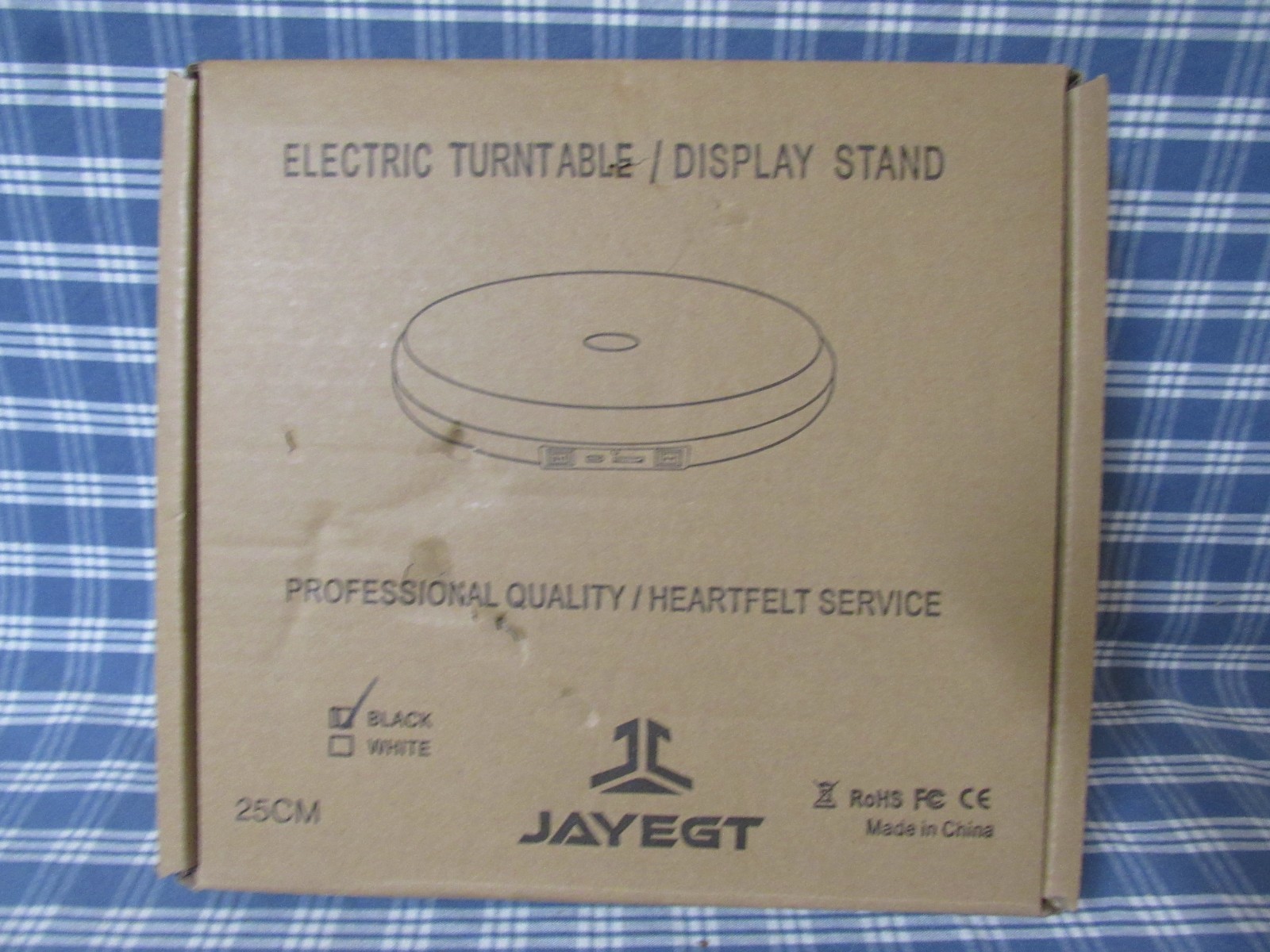 JAYEGT Motorized Rotating Display Stand with LED Light 10 Inch /55Lbs FREE SHIP.