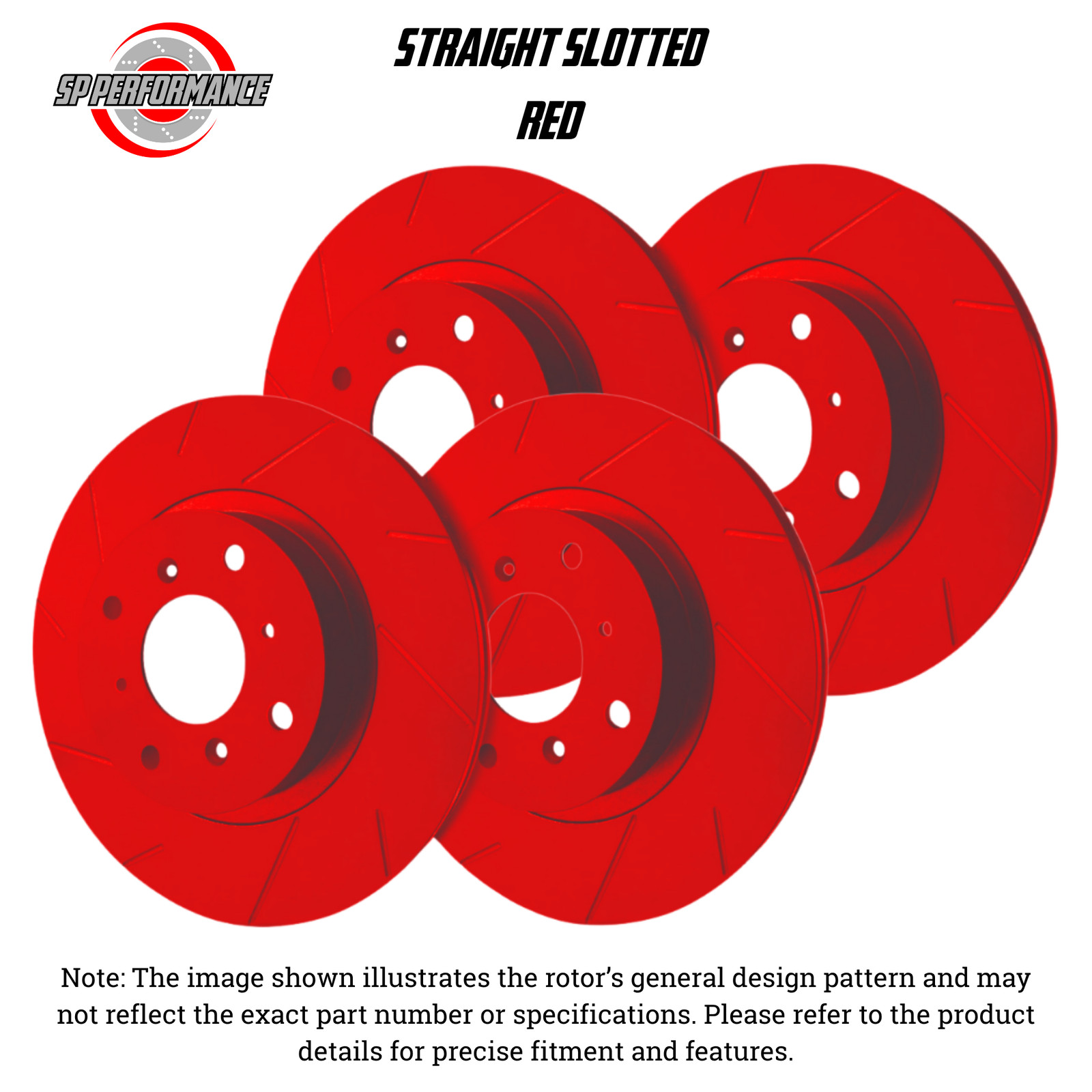 SP Performance KT-FRR-T-R-003680 Straight Slotted Red Rotors 91-96 Acura NSX