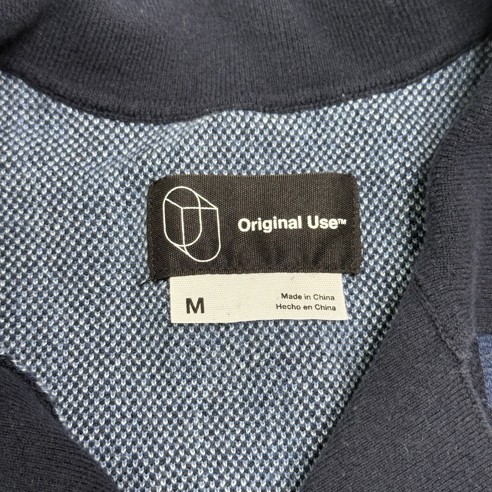 Original Use Geometric Patterned Blue Collared Sh… - image 5