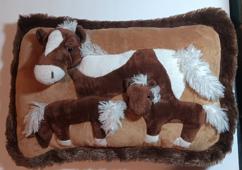 JAAG Plush 3-D Horse Pillow 18" x 12" Three Horses