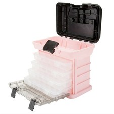 Durable Plastic Storage Crafts or Beads Removable Trays Compartments Pink