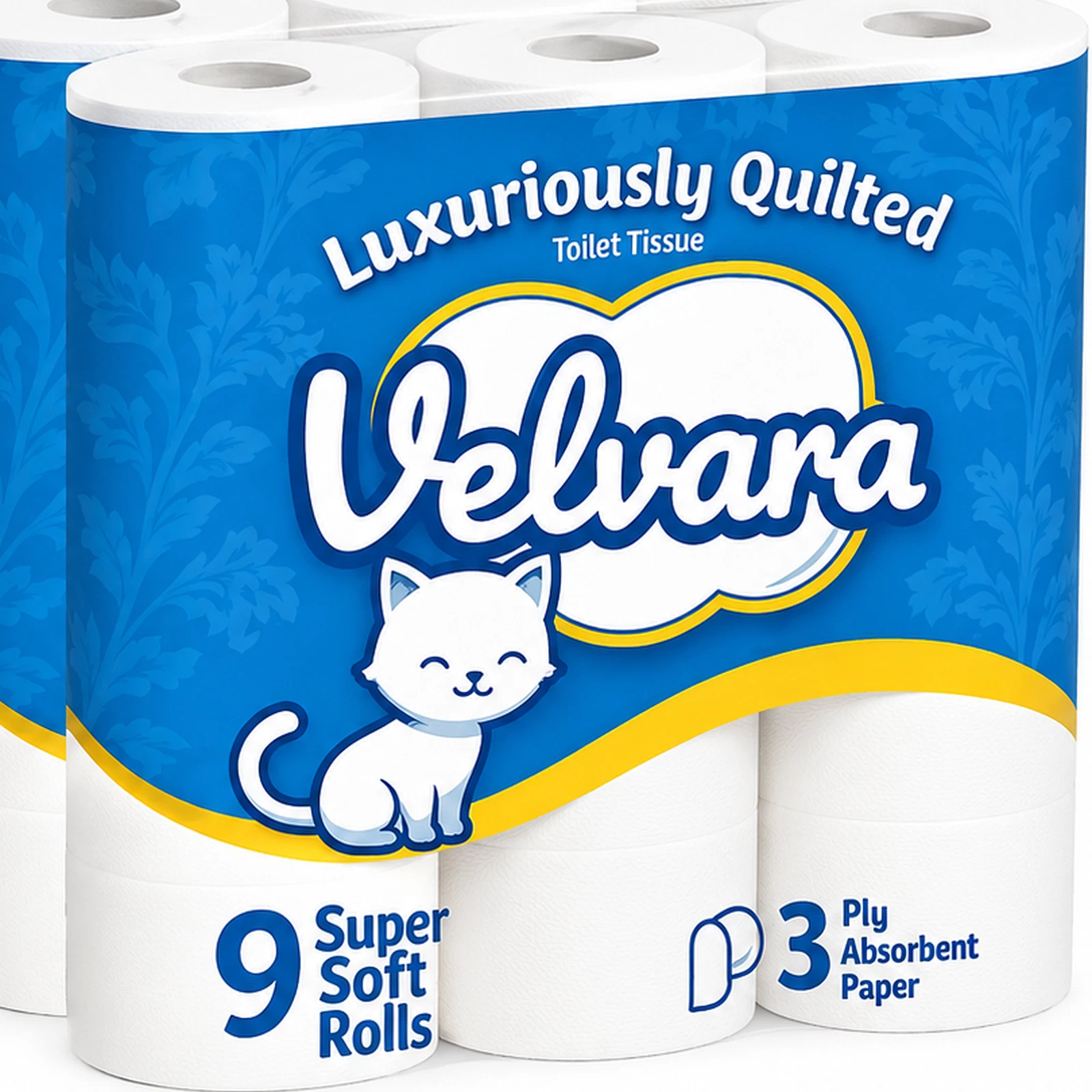 Velvara quilted 3 ply toilet tissue pack