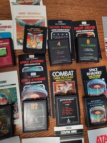 Atari 2600 Bundle Lot: 2 consoles, 30 Games,  26 Manuals, Paddles, joysticks  