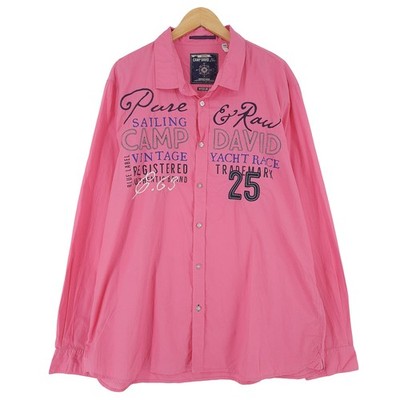 Camp David Mens Shirt Pink Graphic Cotton Button Up Casual Ba4 Size 3XL