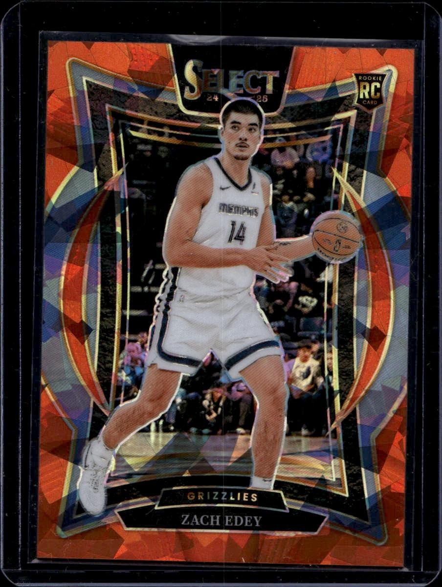 2024-25 Panini Select #98 Zach Edey Orange Cracked Ice Prizm #/275