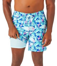 Member's Mark Men's Resort Swim Trunks w/ a blue flamingo pattern XS